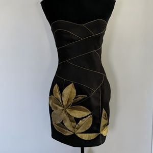 Jessica McClintock strapless black cocktail dress